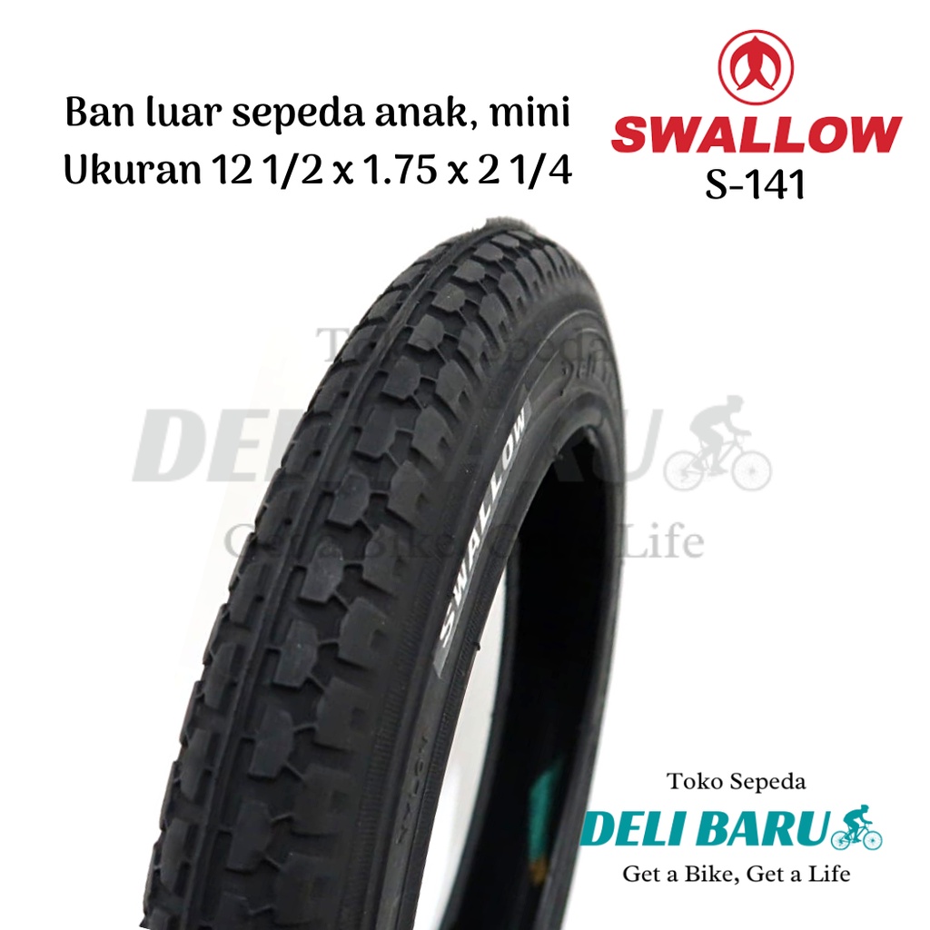 Swallow Ban luar 12 1/2 x 1.75 x 2 1/4 hitam sepeda anak, mini