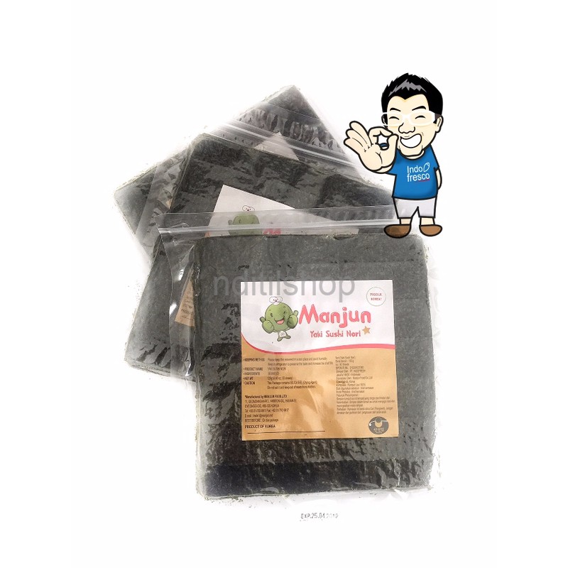 

Manjun Yaki Sushi Nori- Dried Seaweed- Rumput Laut Sushi 50pc