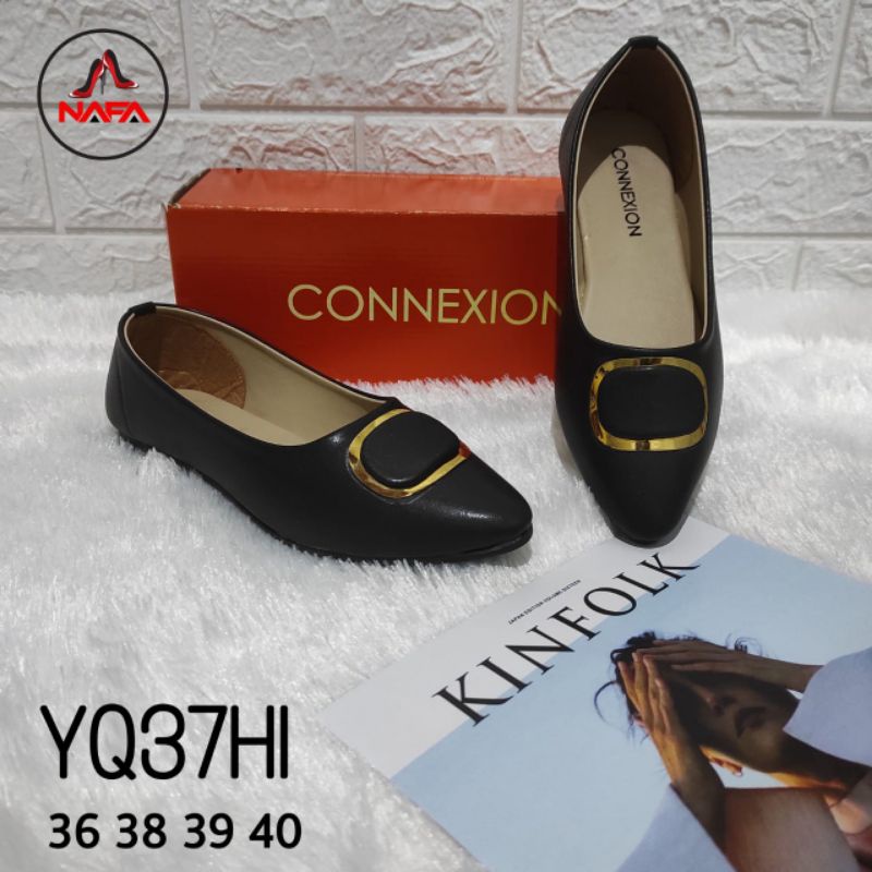 Sepatu Hitam Connexion Ori YQ37HI - Sepatu kerja flat shoes hitam nyaman