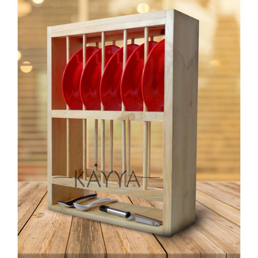 {BISA COD} Rak Piring Kayu KV118 / Rak Piring Modern / Rak Piring Kayu by KAYYA / Rak Piring Kayu