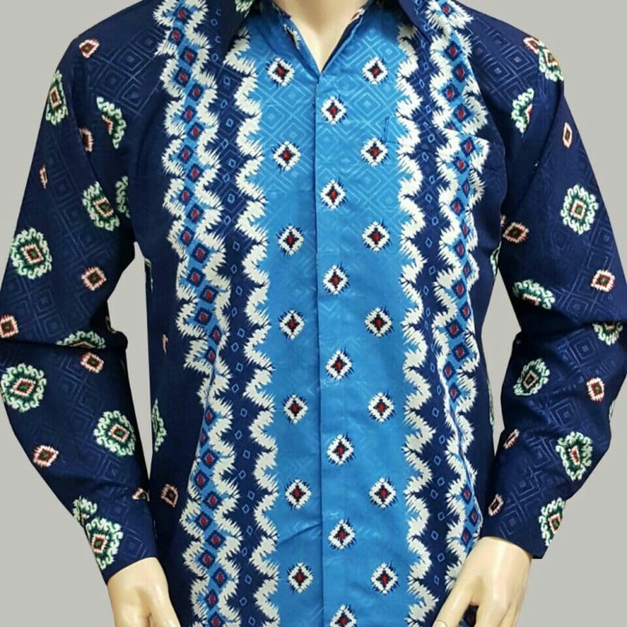 KEMEJA BATIK . HEM BATIK LENGAN PANJANG MOTIF JUMPUTAN. BATIK SOLO - Kuning, M