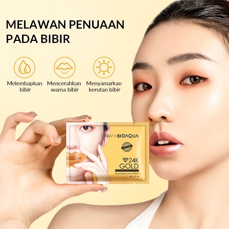 BIOAQUA Lip Mask Sachet / Cherry Collagen Lip Mask / 24k Gold Lip Mask / Masker Bibir Bioaqua / Moisturizing Lip Mask