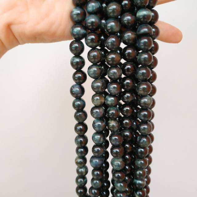 supplier akik tiger eye hitam 10mm natural bongkah gelang kalung batu black biduri sepah bacan bahan