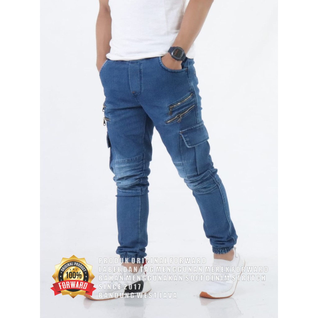 Celana Joger Jogger Jeans Denim Cargo Bikers Casual Forward