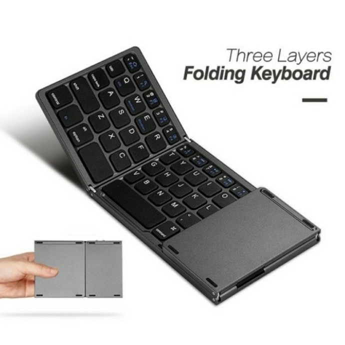 Foldable Wireless bluetooth Keyboard 3 Layers with Touchpad, Keyboard Lipat B033