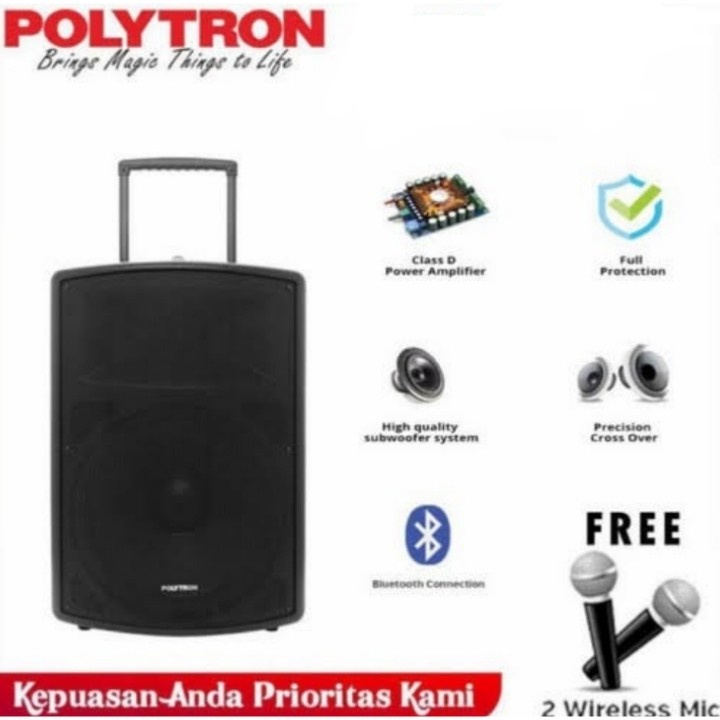 POLYTRON PASPRO12F3 Bluetooth Speaker 12 Inch AKTIF Karaoke GARANSI