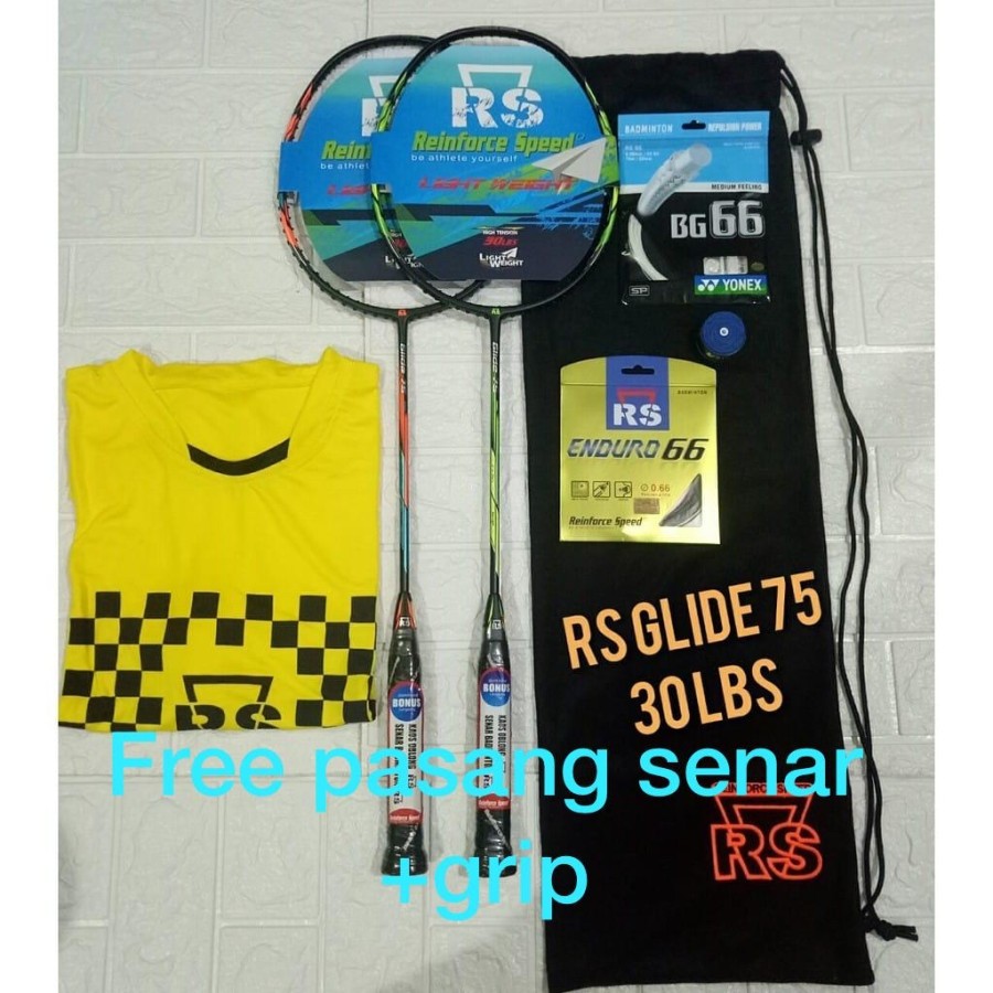Raket Badminton RS GLIDE 75 SMASH/CONTROL paketan Full set ORIGINAL