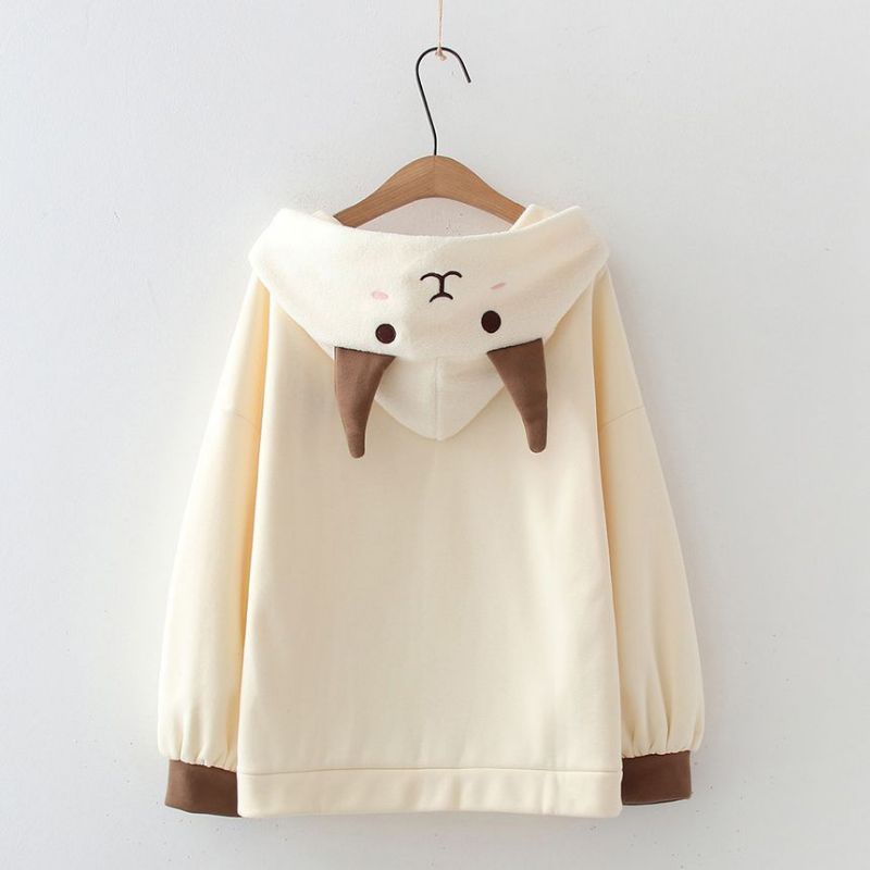 Sheep Sweater Hoodie Lucu Premium Cartoon Sheep Sweater Lucu Wanita Korean Style Sheep Hoodie Sweater Fleece Tebal Premium Outerwear