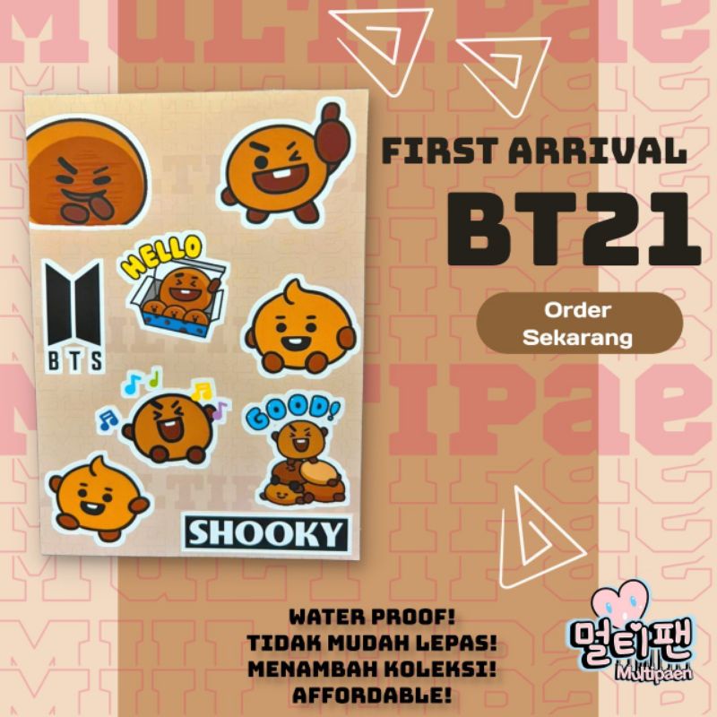 Sticker BT21 BTS karakter shooky / premium vynil waterproof sticker character bts brown + cutting