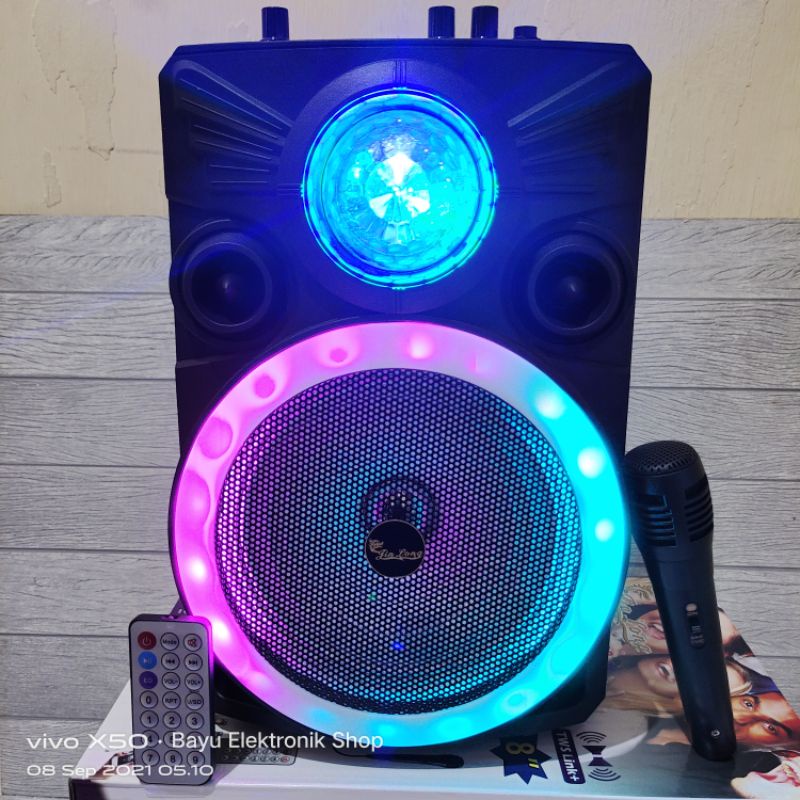 Speaker Bluetooth Portabel Jinlong JL-1828 Anggur 8 Inchi Gratis Mic Dan Remot Salon Aktif Bluetooth