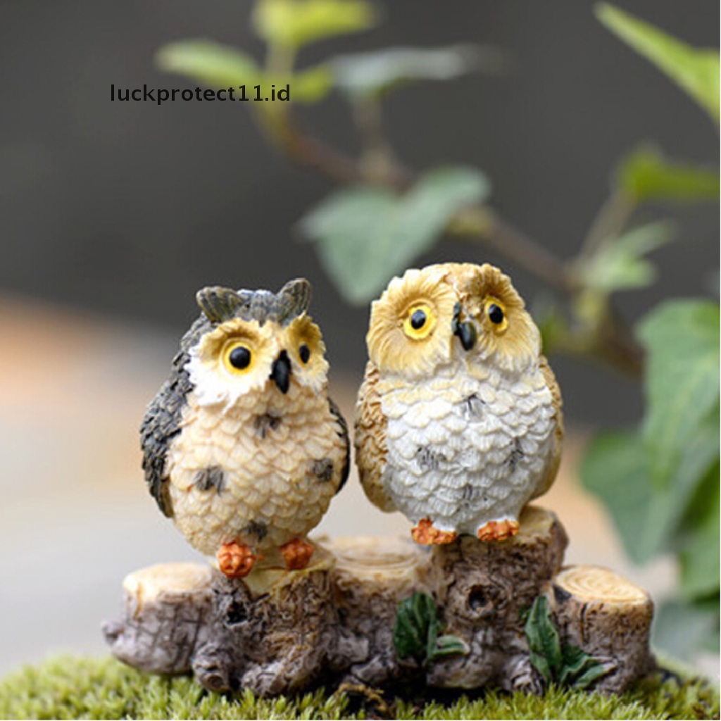 // Hg &amp; ID// Chic Garden Owl Moss Terrarium Desktop Decor Kerajinan Bonsai Hewan Miniatur Diy