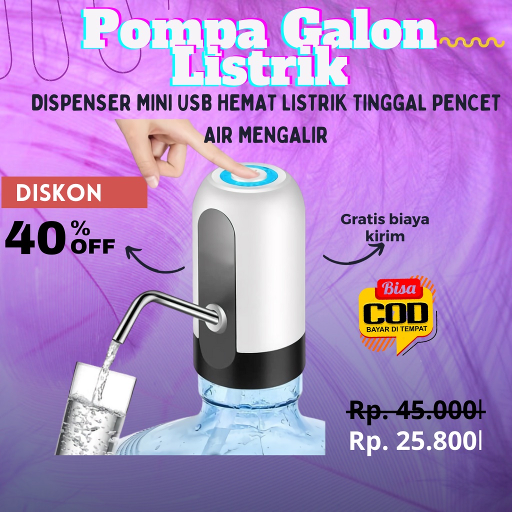 Pompa Galon Air Elektrik LED Listrik Otomatis USB Portable Dispenser Air Minum Water Pump dispenser galon bawah low watt