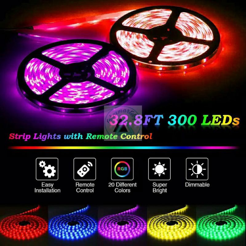 LED STRIP WATERPROOF  5050 / 2835 12V 10 METER RGB LENGKAP REMOTE BESAR