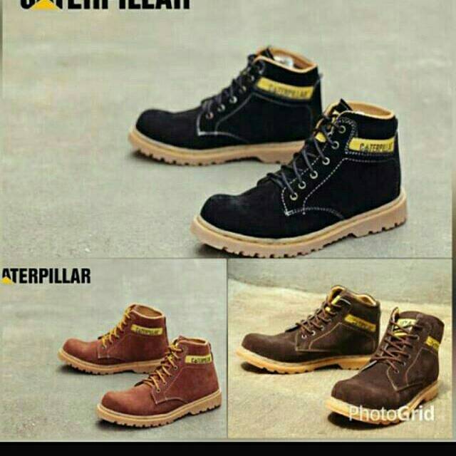 Sepatu semi boots Caterpillar safety sol gum karet mentah.