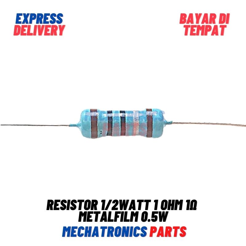 5 Buah Resistor 1/2Watt 1 Ohm 1Ω Metalfilm 0.5W