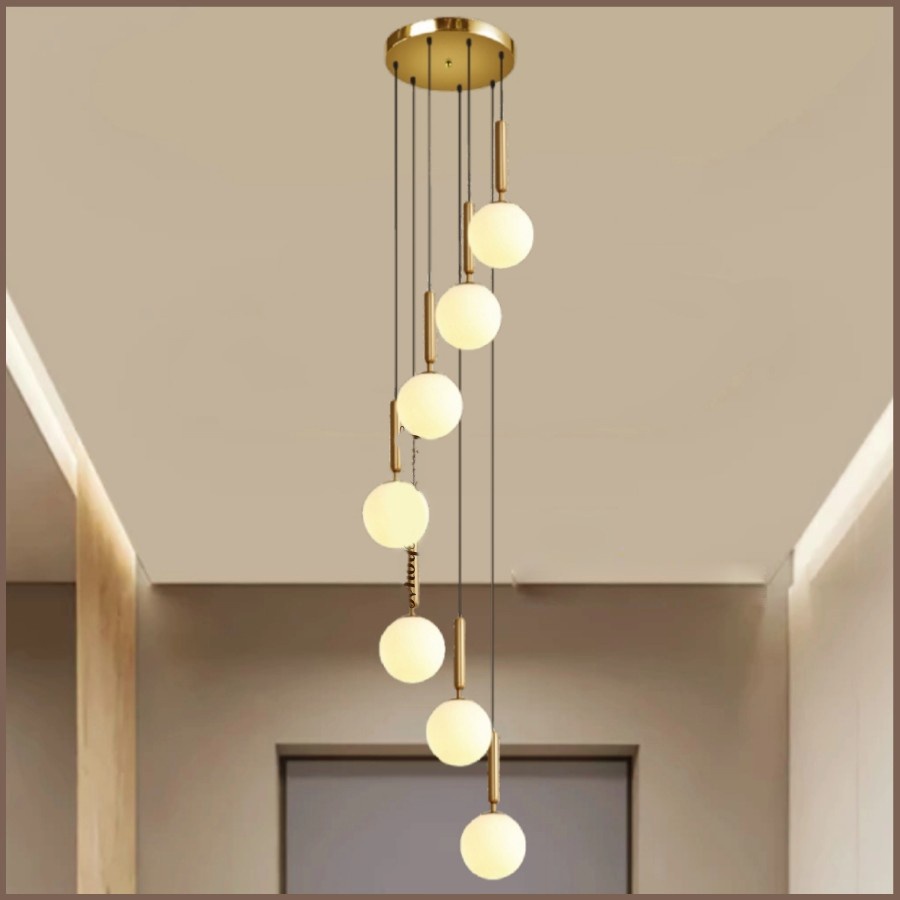 Lampu hias gantung void tangga MODERN ELEGANT GOLD susun CEILING MINIMALIS modern CLASSIC AMERICAN p