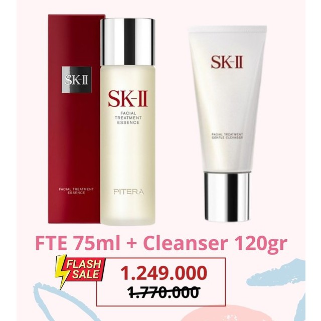 SKII SK-II SK2 SK II FTE 75ML BOX WK + CLEANSER 120GR Facial Treatment Essence 75 ml Pitera Sabun Kulit Wajah Muka 120gr 120g g gr