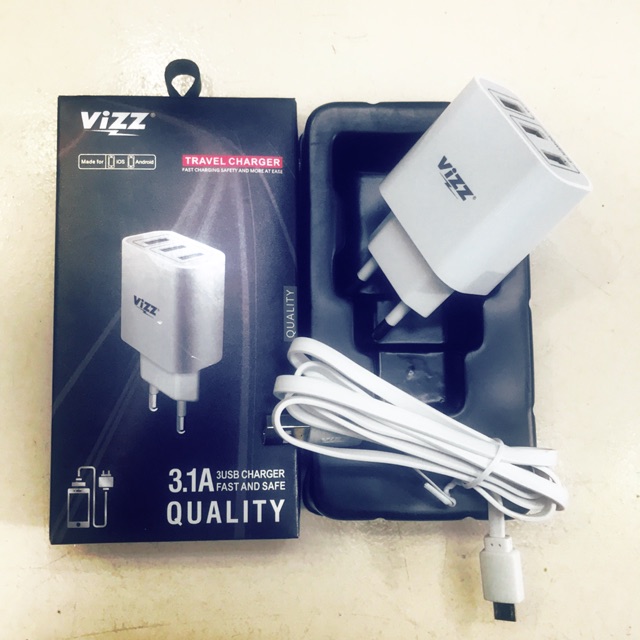 Vizz Charger Original vizz 3.1A fast charging 3 usb original by vizz