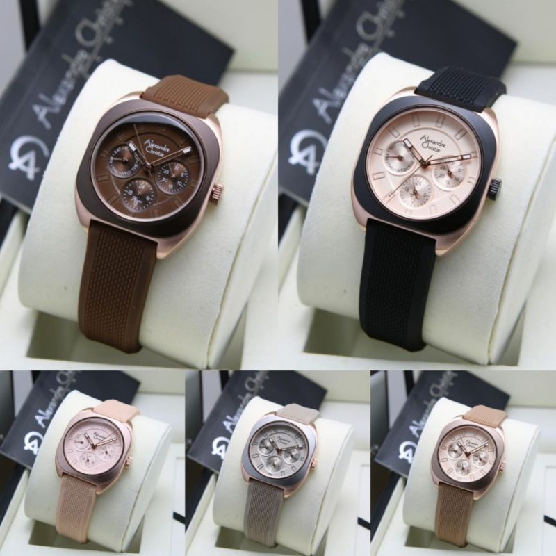 JAM TANGAN WANITA ALEXANDRE CRISTI AC2990/ac2990 TALI RUBBER ORIGINAL