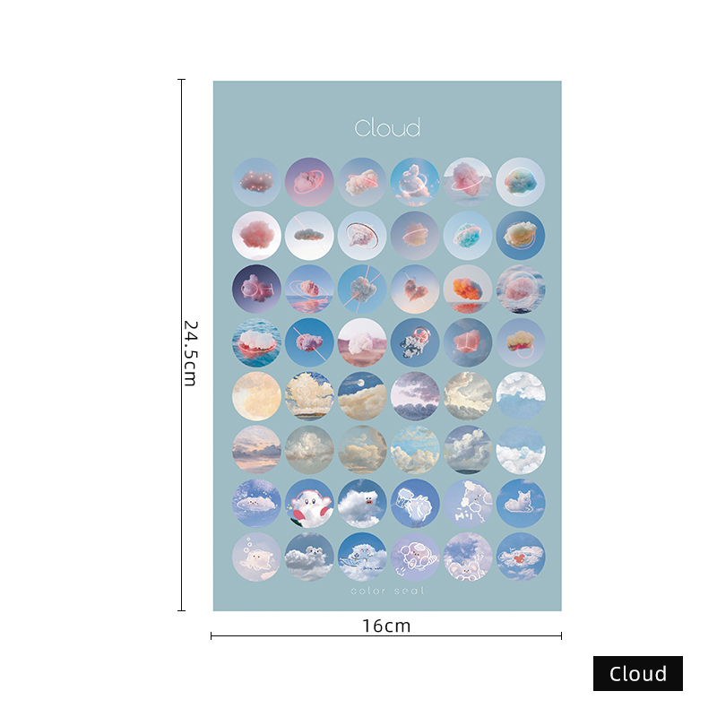 Multifunctional basic mark material sticker decoration DIY Morandi scrapbooking bullet journal postmark dot sticker-Cloud