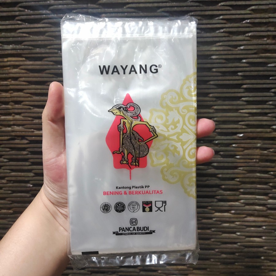 Plastik PP bening Wayang uk 11x20 cm kantong kemasan isi 250gram