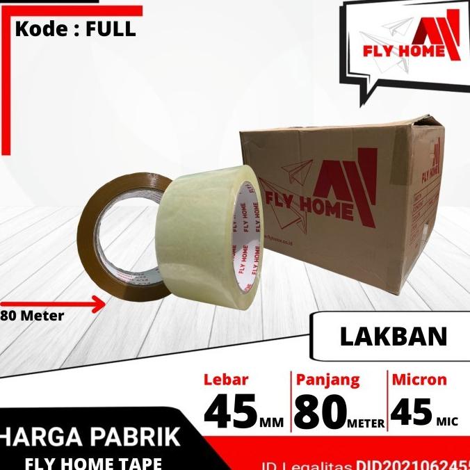 

FLY HOME Lakban Bening dan Coklat 1 Dus 90Yard | 45 x 90 Yard 80Meter