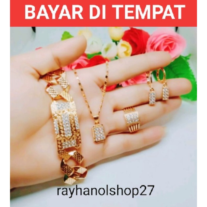 Promo terbaru RO-27 set lengkap titanium wanita anti karat lapis emas gold