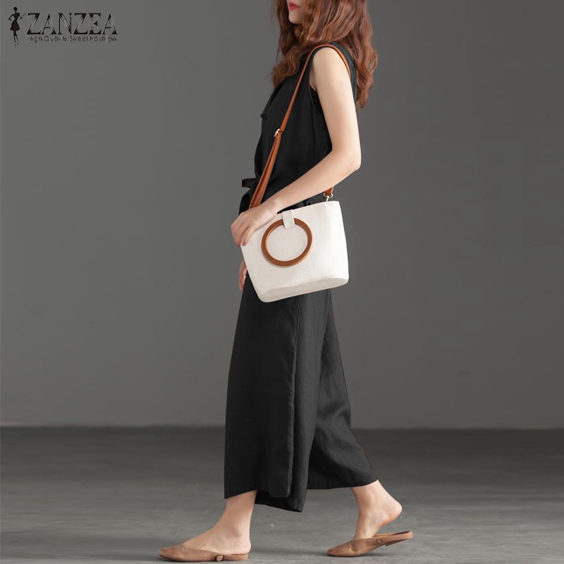 BAJU TAHUN BARU KEKINIAN MODEL CEWEK KOREAN KPOP LUCU SP/ ZANZEA Jumpsuit Wanita Tanpa Lengan dengan