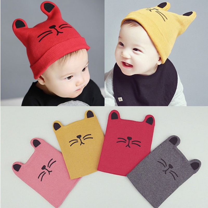 Topi Anak Laki Laki IMPORT Motif Kucing Wol Usia 6 bulan 1 2 3 Tahun Topi Anak Elastis Premium SALE