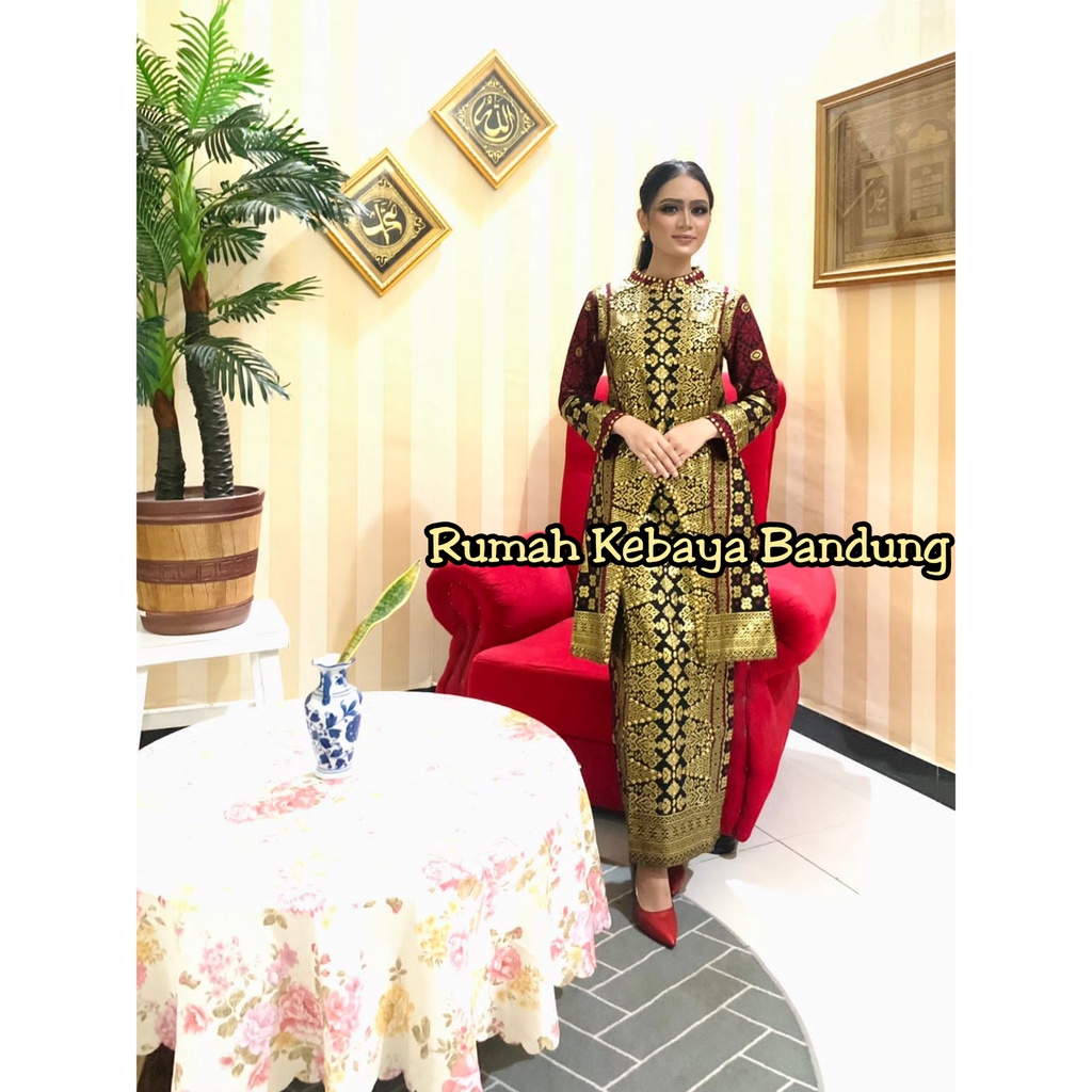 SETELAN MELISA TUNIK  SONGKET  ATASAN DAN ROK BATIK JUPRI RUMAH KEBAYA BANDUNG BATIK COUPLE SONGKET PALEMBANG RUMAH SONGKET BANDUNG