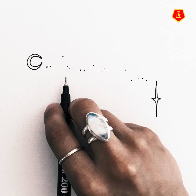 [Ready Stock]Retro Personality Silver Moonstone Ring