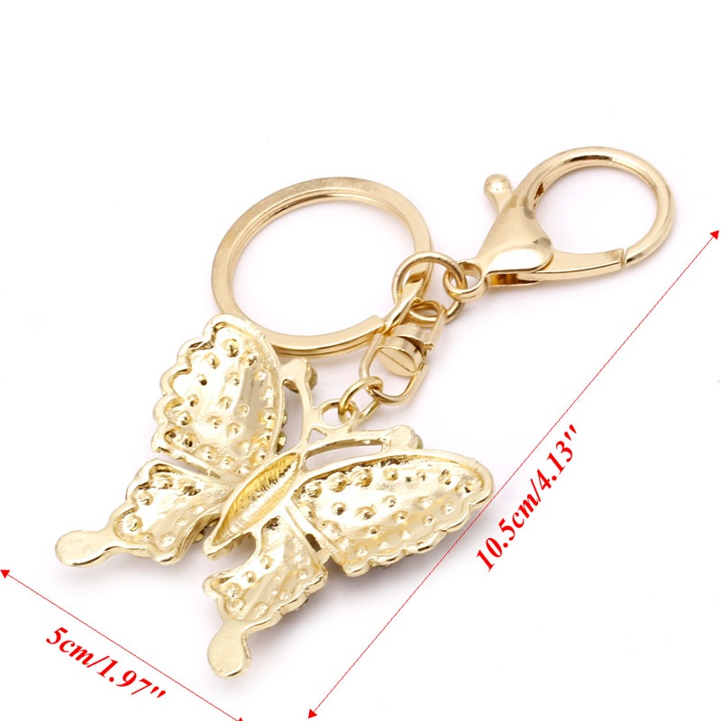 SIY  Fashion Charm Keychain Rhinestone Metal Butterfly Keyring Pendant Purse Bag Gift