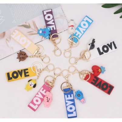 BRGUNIK Gantungan Kunci  Love Gold Aksessoris Tas Kpop Keychain Import A032