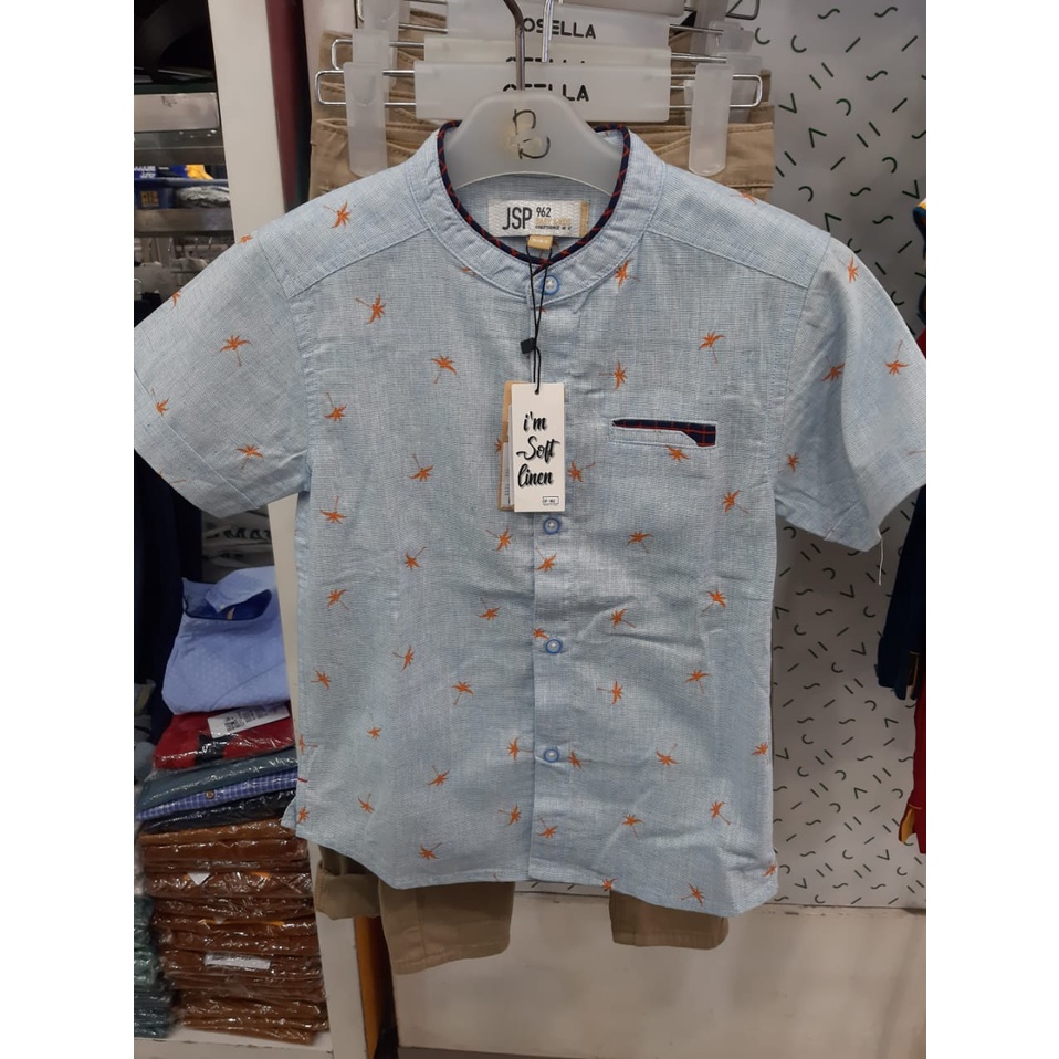 JSP 962 Baju Kemeja  Anak Laki Laki Lengan Pendek Usia 5-14 Tahun Cotton