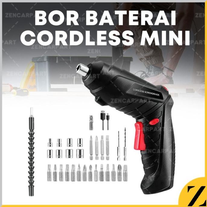 Bor Baterai Cordless Mini Mesin Portable Obeng Screwdriver Electric