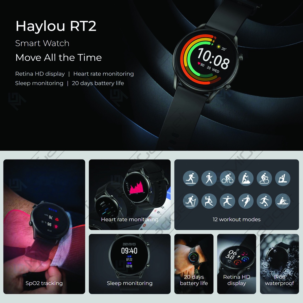 Haylou RT2 RT 2 LS10 LS 10 Smartwatch IP68 SpO2 - Jam Tangan