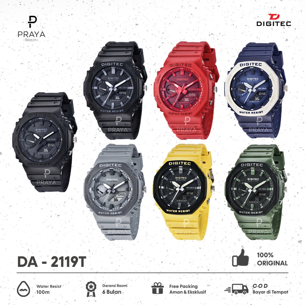 Jam Tangan Digitec Pria DA2119 2119T 2119 Dual Time Original