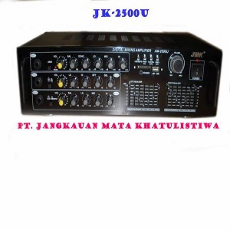 AMPLIFIER AMPLI JMK 2500U USB SD MMC CARD MP3 FM RADIO KARAOKE MIC INPUT ECHO MIXING EQUALIZER MURAH