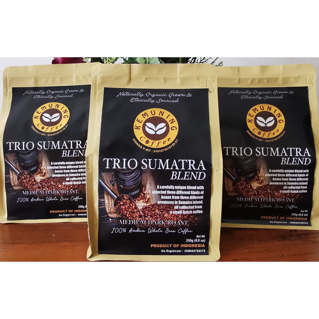 

KEMUNING TRIO SUMATERA 250g ARABICA WHOLE BEAN COFFEE (BIJI KOPI ARABIKA)