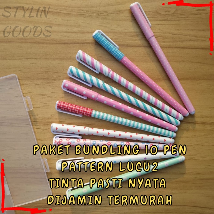 

Hemat Paket 10 Pulpen Gel Tinta Hitam Marble Pattern Modern Unik Bolpen Lucu Trendi