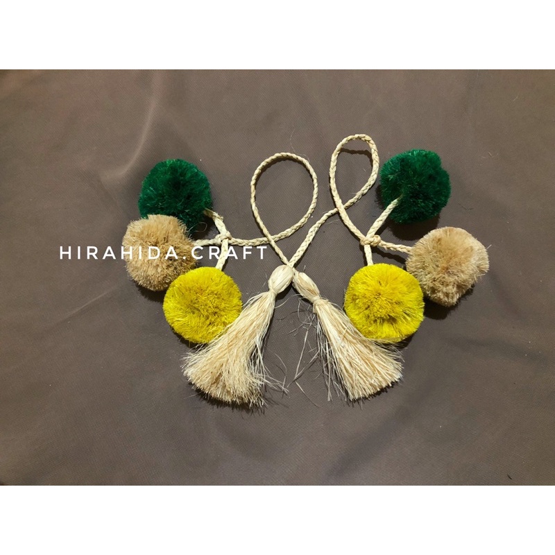 Hiracraft Pompom Gantungan Tas (Lime-Natural-Hijau Botol)