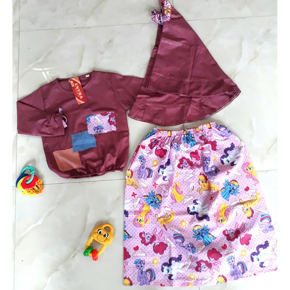 2-9 tahun setelan rok anak alina  set hijab