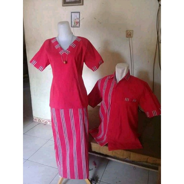 baju tenun lurik kombinasi
