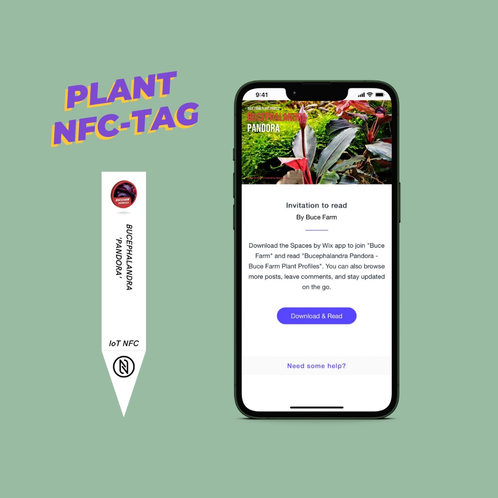 BUCE FARM NFC CHIP ANTENNA IOT PLANT TAG &amp; PACKAGING NEW 2.0 BUCEPHALANDRA FARM TANAMAN HIAS AQUASCAPE