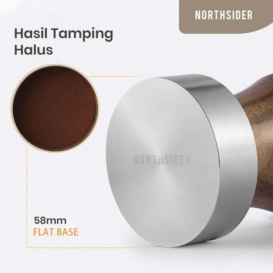 COFFEE TAMPER KOPI ESPRESSO 58mm WALNUT WOOD HANDLE LOVELY SERIES