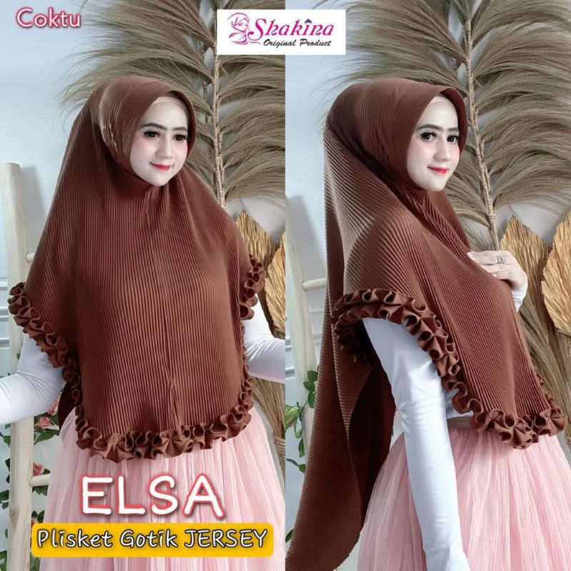 Jilbab Maryam Plisket Elsa Rempel Simpel Original Shakina-Caramel