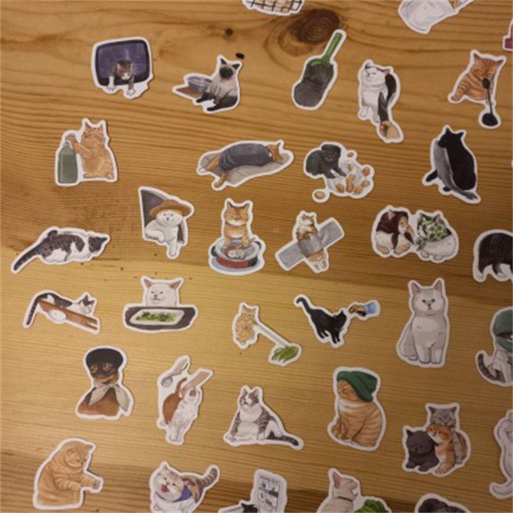 AUGUSTINA Cats Stiker 54Pcs/Lot Multi Use Laptop Decals Notebook Untuk Mobil Gitar Stiker Poster