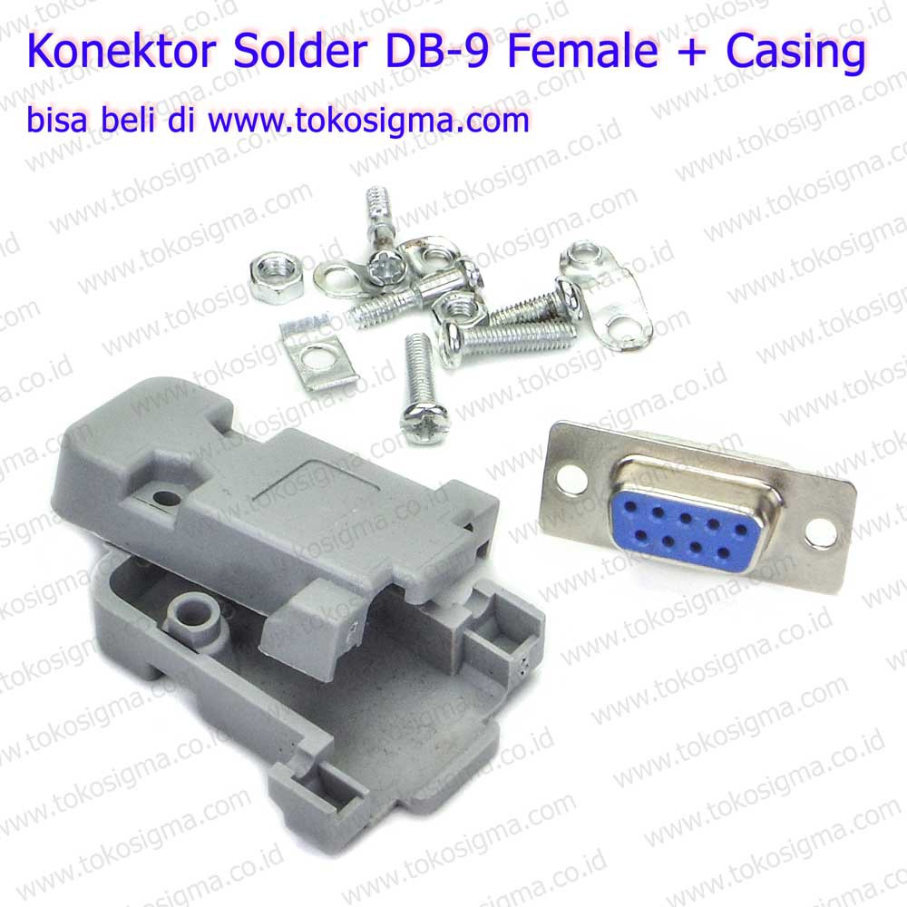 CONNECTOR KONEKTOR PLUG SOLDER (KEPALA) DB9 (RS232) FEMALE + CASING 2pcs