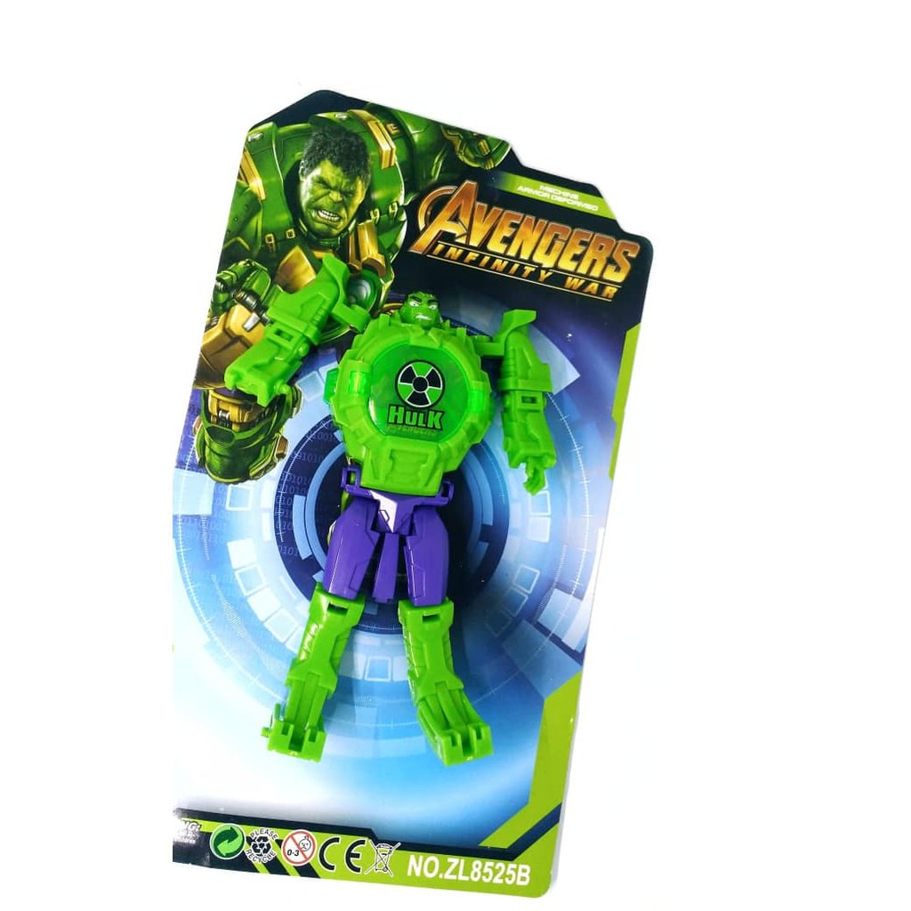 New Item! JAM TANGAN ANAK LAKI LAKI ROBOT AVENGERS HULK DIGITAL LAMPU MURAH Baru!