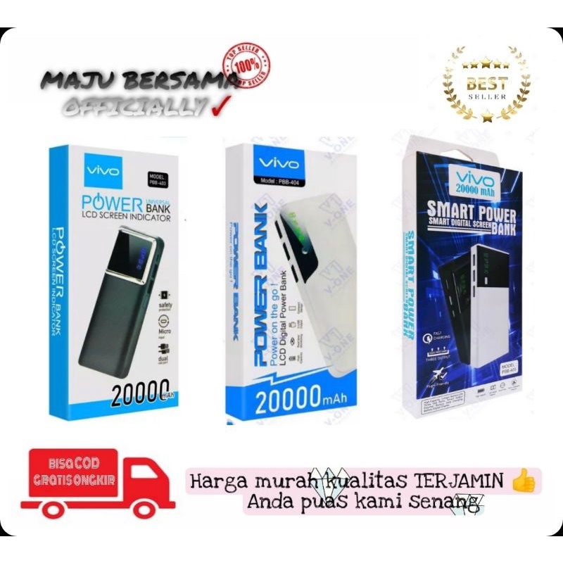 [MB] POWERBANK VIVO PBB 403 PBB 404 PBB 405 20000 MAH / power bank branded Vivo PBB 403 PB 404 PBB 4